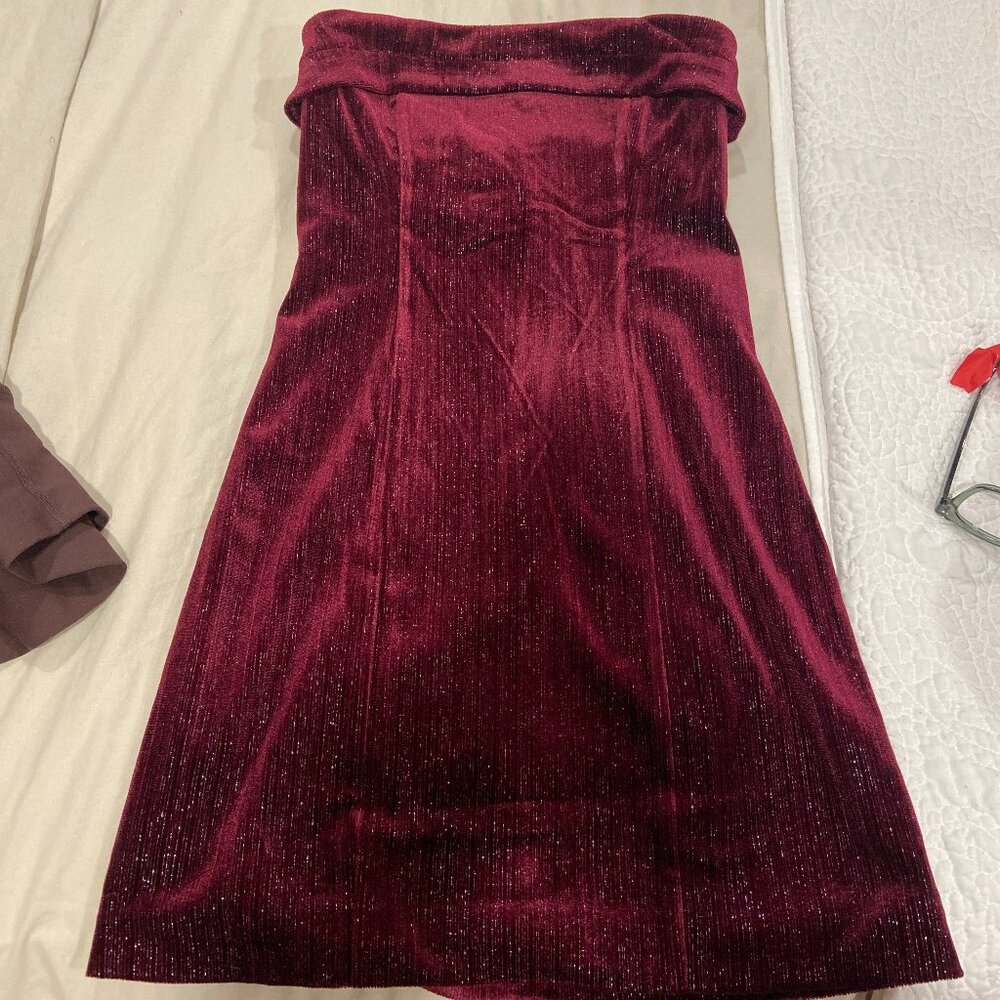 Urban Social Velvet Strapless Minidress In Bordeaux NWT